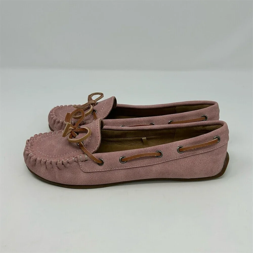 Lucky Brand Girls Moccasin Loafer Flats Pink Blush Slip On Bow Size 3M